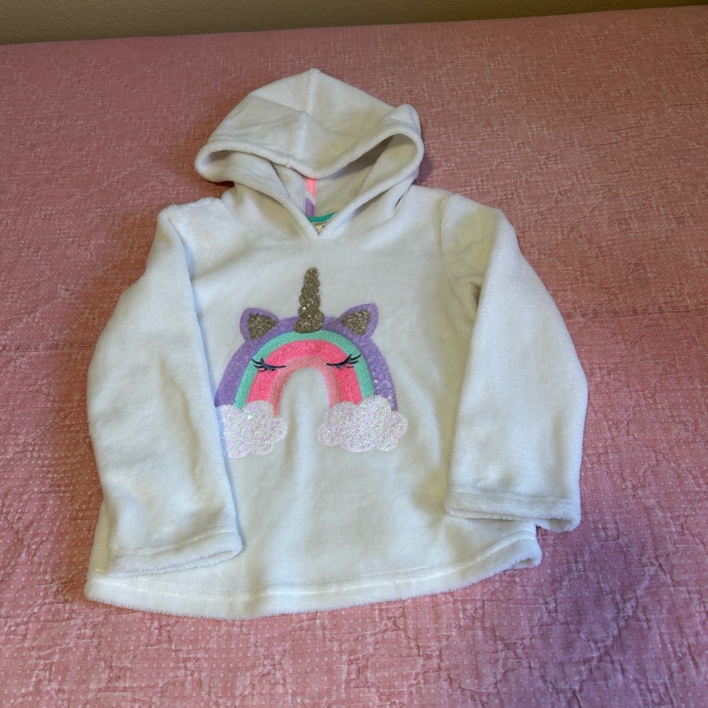 Cynthia Rowley Fleece Rainbow Unicorn Sequined Hoodie